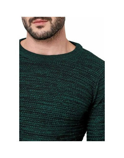 CHC583 Buzo Cuello Redondo Tejido Lazo Matizado Color Verde Talla S M L XL
