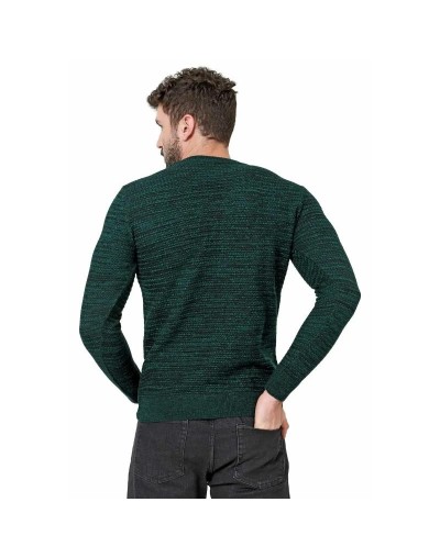 CHC583 Buzo Cuello Redondo Tejido Lazo Matizado Color Verde Talla S M L XL