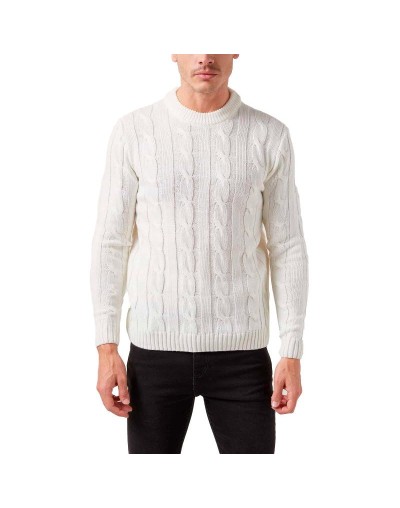 DHC677 Buzo Trenzado Cuello Redondo Color Marfil Talla XS S M L XL