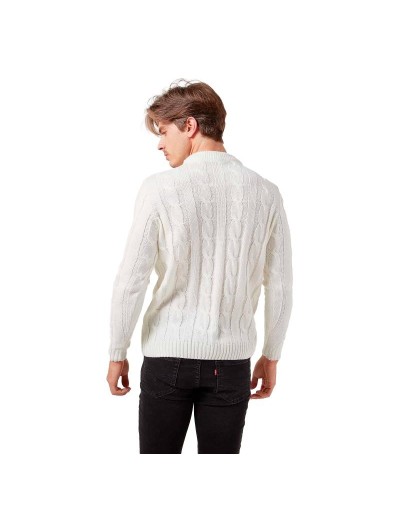 DHC677 Buzo Trenzado Cuello Redondo Color Marfil Talla XS S M L XL