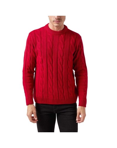 DHC677 Buzo Trenzado Cuello Redondo Color Rojo Talla XS S M L XL
