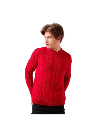 DHC677 Buzo Trenzado Cuello Redondo Color Rojo Talla XS S M L XL
