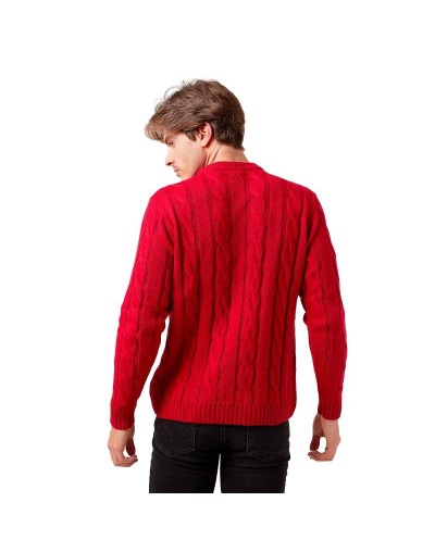 DHC677 Buzo Trenzado Cuello Redondo Color Rojo Talla XS S M L XL