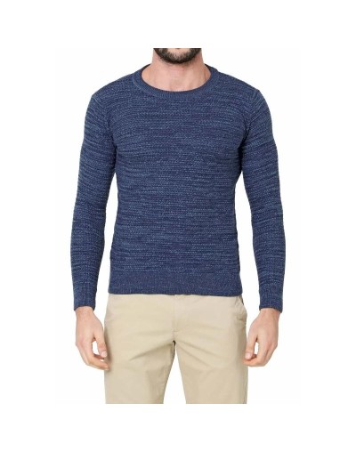 CHC583 Buzo Cuello Redondo Tejido Lazo Matizado Color Azul Talla S M L XL