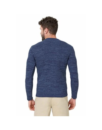CHC583 Buzo Cuello Redondo Tejido Lazo Matizado Color Azul Talla S M L XL