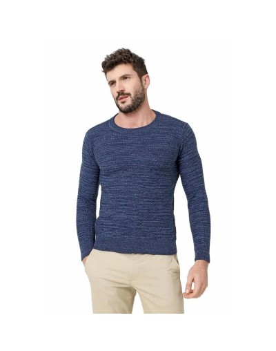 CHC583 Buzo Cuello Redondo Tejido Lazo Matizado Color Azul Talla S M L XL