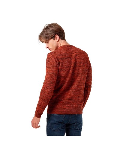 CHC583 Buzo Cuello Redondo Tejido Lazo Matizado Color Terracota Talla S M L XL