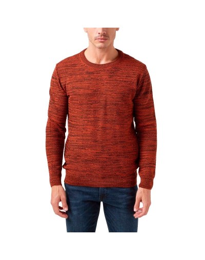 CHC583 Buzo Cuello Redondo Tejido Lazo Matizado Color Terracota Talla S M L XL