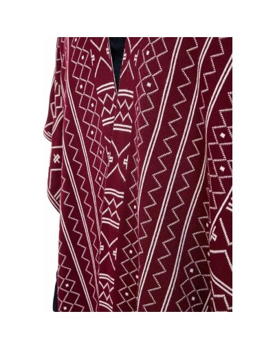 OMA781 Ruana Caminos Doble Faz Color Vinotinto Marfil Talla Unica