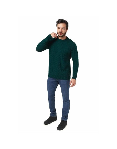 LHC755 Saco Trenzas y Arnes Cuello Redondo Color Verde Botella Talla S M L XL