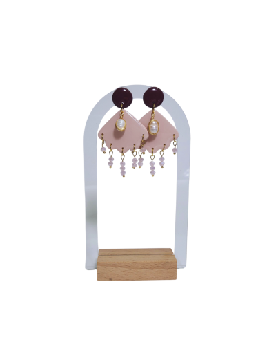 Aretes concha con perla de rio