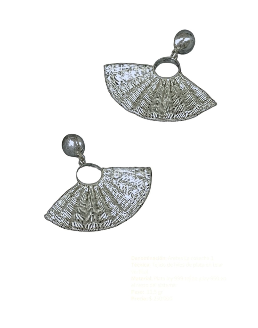 Aretes La Cosecha 1 tejidos en plata | Ilú