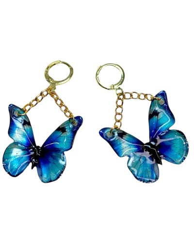 Aretes Mariposas en resina color azul