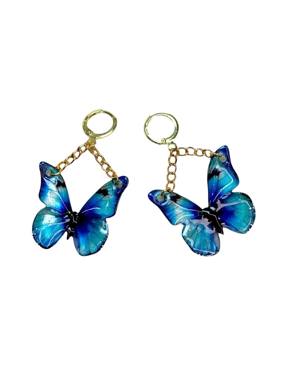 Aretes Mariposas en resina color azul