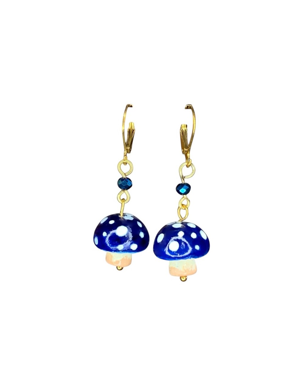 Aretes en forma de Hongos azules con piedra