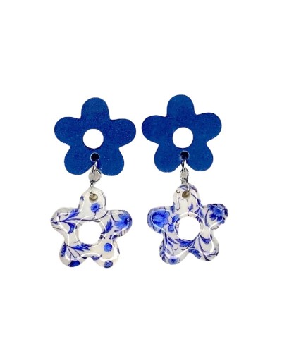 aretes de flor doble