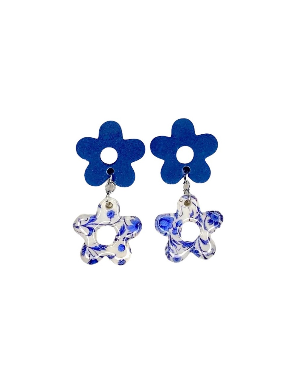 aretes de flor doble