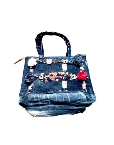Bolso De Cuero Forrado En Jean