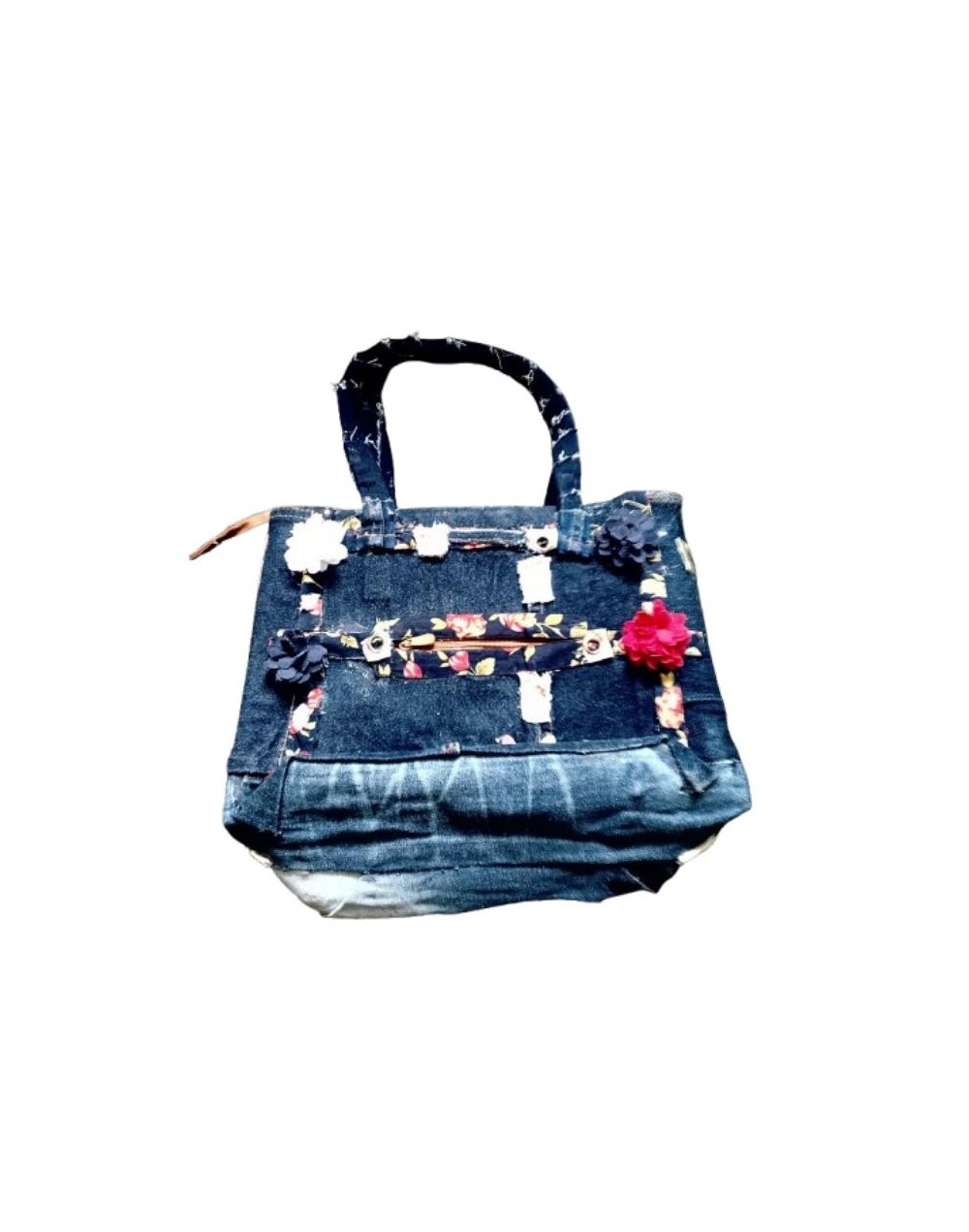 Bolso De Cuero Forrado En Jean