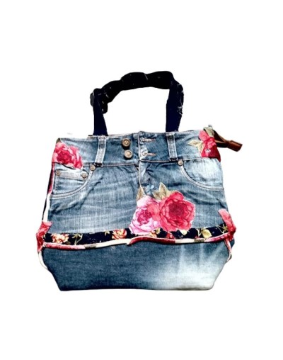 Bolso De Cuero Forrado En Jean
