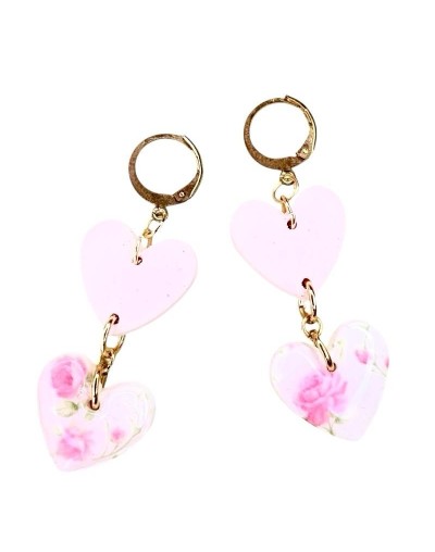 Aretes de corazón en colores rosa pálido