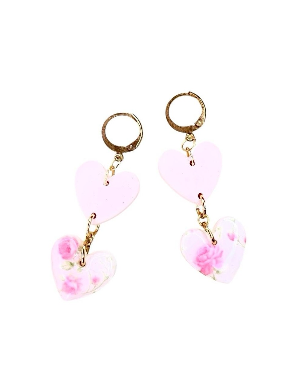 Aretes de corazón en colores rosa pálido