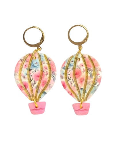 Aretes de globo aerostático rosados