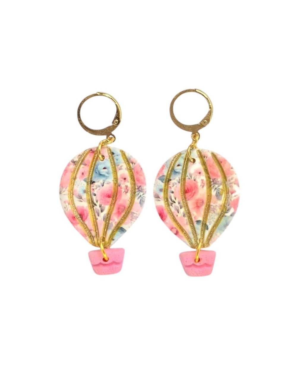 Aretes de globo aerostático rosados