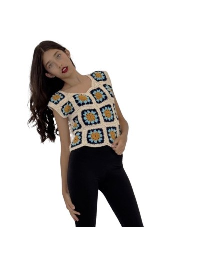 BLUSA GRANNIES AZUL, VERDE Y TABACO
