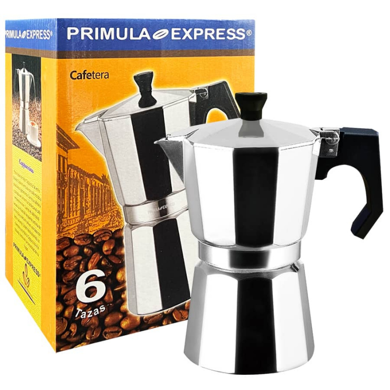 Cafetera Moka Primula Express Plateada 6 Tazas de espresso 270 ml