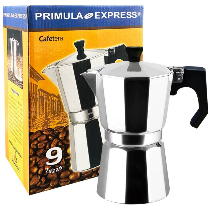 Cafetera Moka Primula Express Plateada 9 Tazas de espresso 420 ml