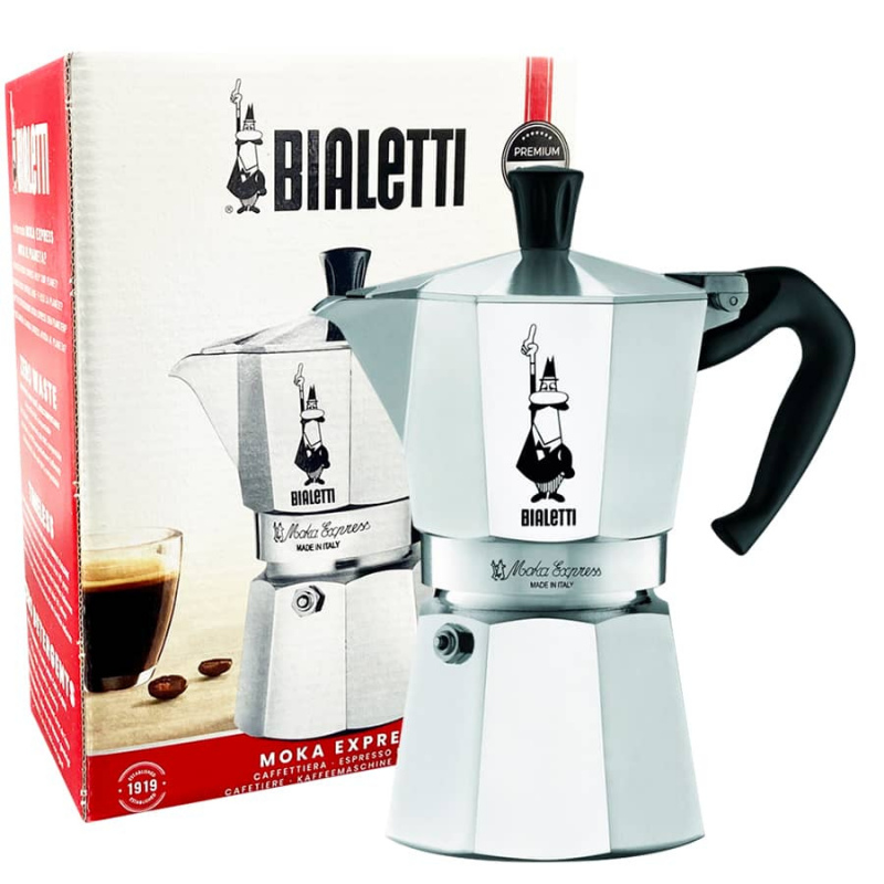 Cafetera Moka Bialetti Express Plateada 3 Tazas de espresso 130 ml