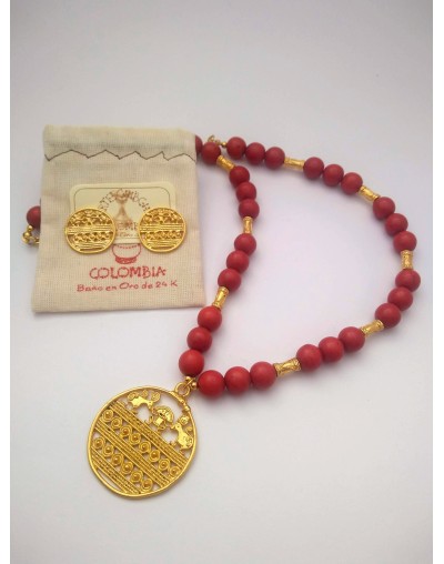 Collar Piedra Natural Coral