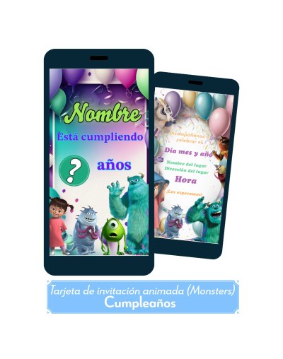 Invitación animada para cumpleaños (Monsters)
