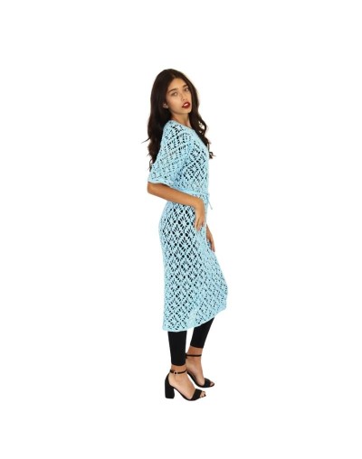 VESTIDO AZUL CON MANGAS AL CODO
