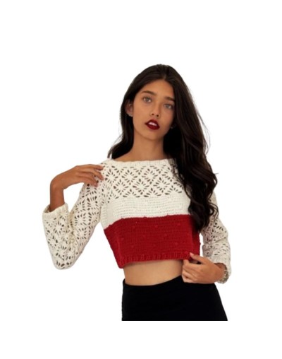 SACO BLANCO Y ROJO