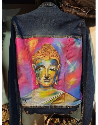 Chaqueta jean Buda pintado 