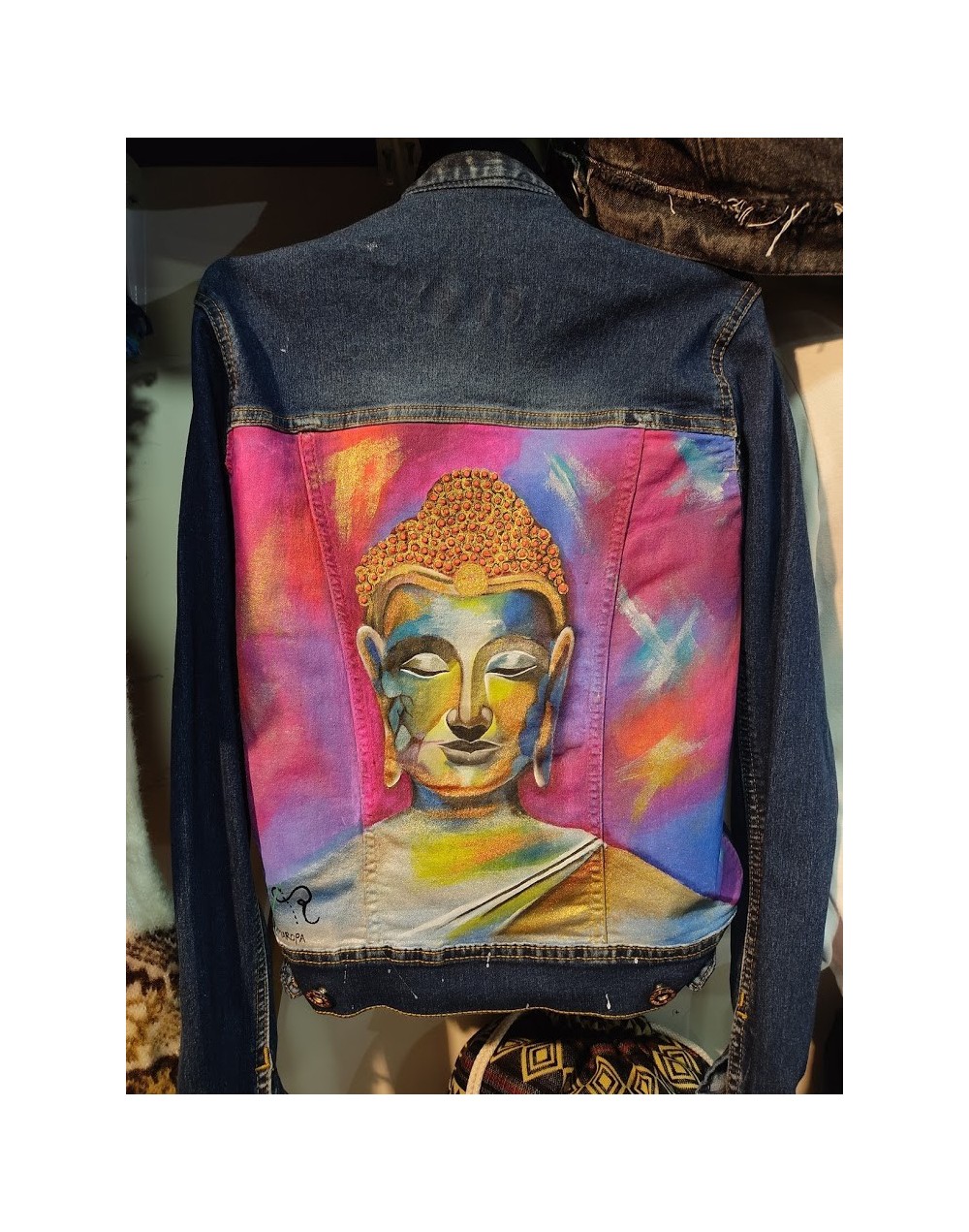 Chaqueta jean Buda pintado 