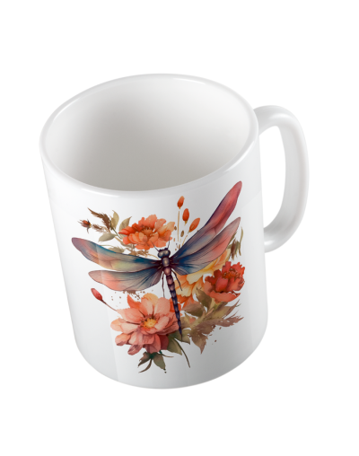 Mug Premium 11oz  Diseño Libélula  y Café Especial y Caja Personalizada