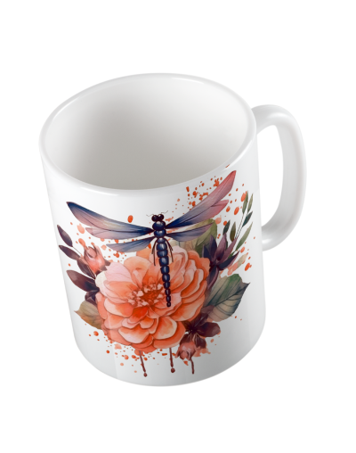Mug Premium 11oz  Diseño Libélula  y Café Especial y Caja Personalizada