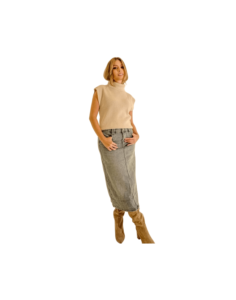 FALDA DENIM 1274TALLAS: ÚNICA COLOR: ÚNICO MATERIAL: DENIM