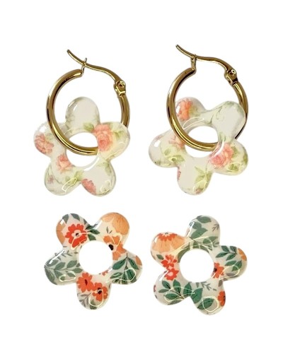Aretes florales intercambiable, Doble encanto