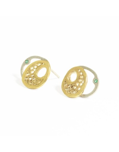 Aretes medianos coral esmeralda