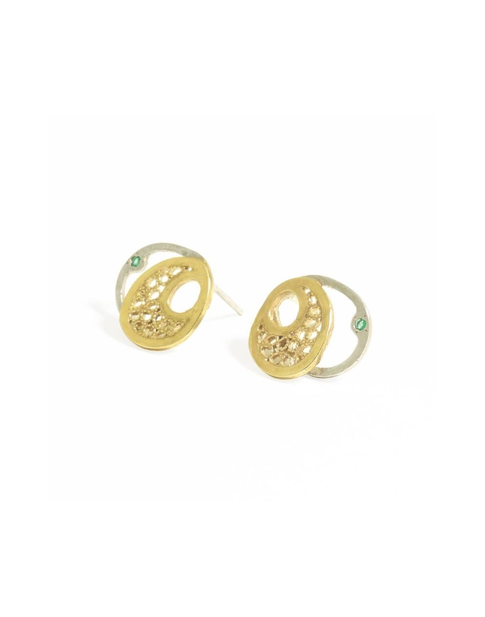 Aretes medianos coral esmeralda