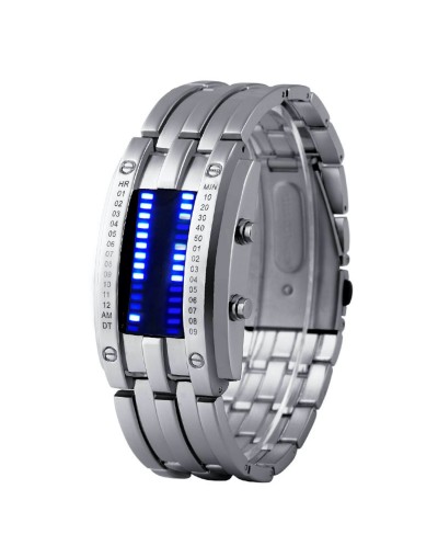 Reloj Electrónico Binario Casual Unisex 20Cm Plateado