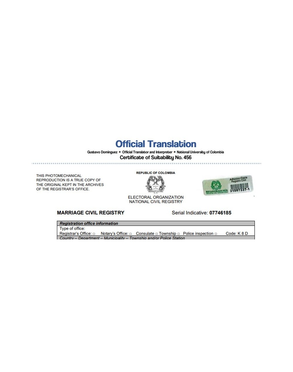 Traducciones oficiales 