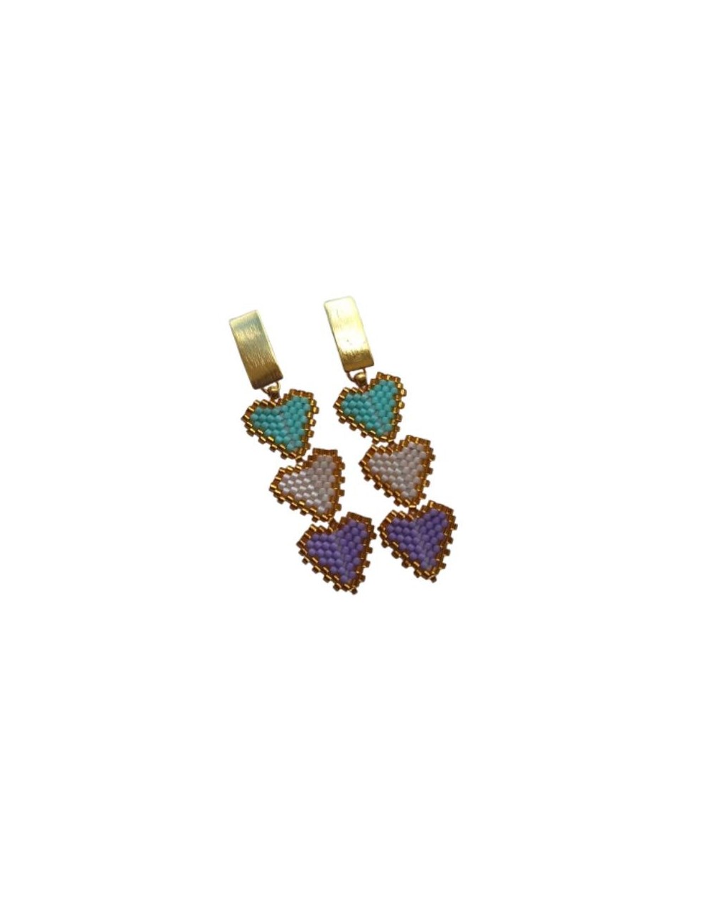 Aretes miyuki Corazon largos 
