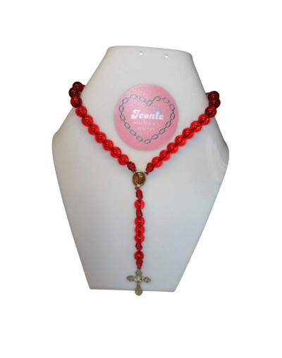 Camándula en Perla de Vidrio Roja