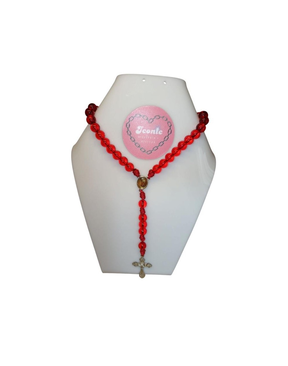 Camándula en Perla de Vidrio Roja