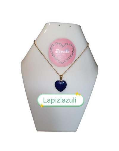 Collar Dije Piedra Natural Corazón Tamaño Grande